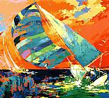Leroy Neiman Famous Paintings - Orange Sky Sailing